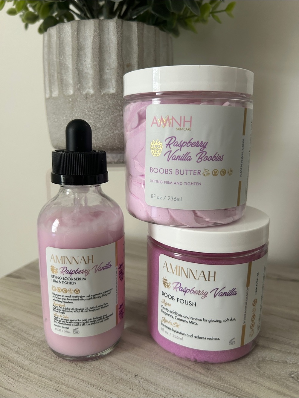 Aminah Raspberry Vanilla Boobs Butter - Pink Nourishing Body Butter NIP